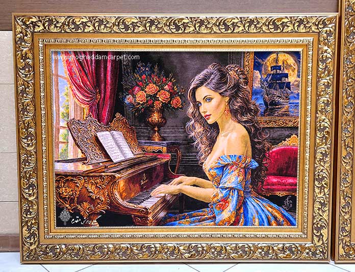 تابلوفرش دختر پیانیست