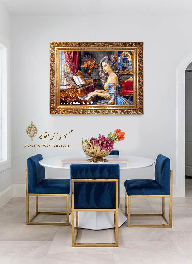 تابلوفرش دختر پیانیست